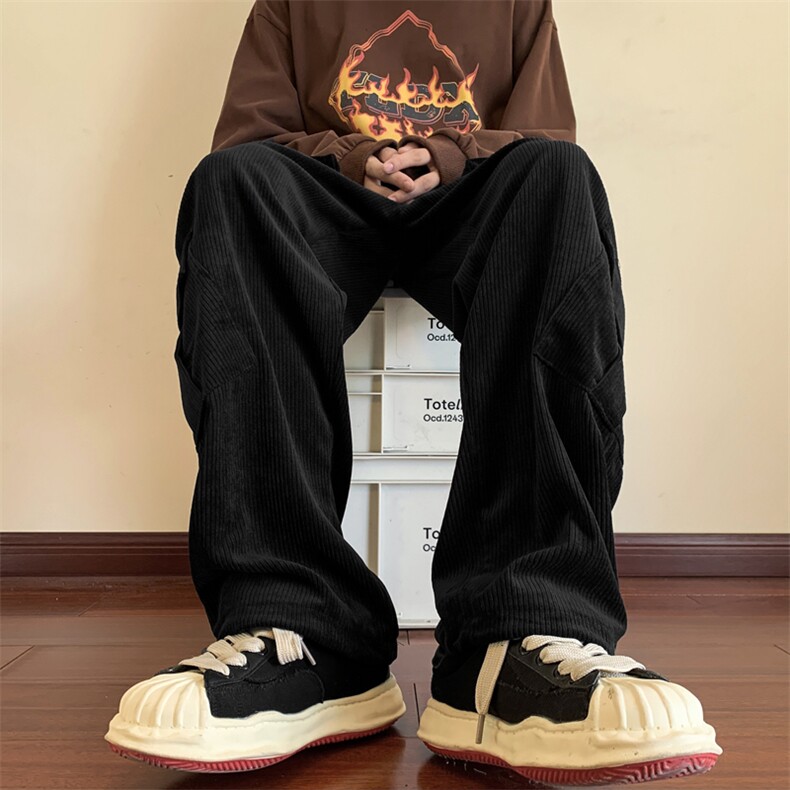 高品质秋款男休闲裤灯芯绒工装裤大口袋抽绳束脚贴标长裤h904P38,男装休闲裤,星座1013-1