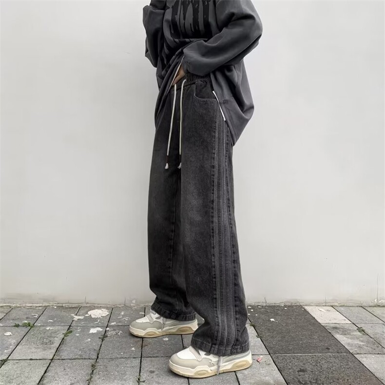 直筒牛仔裤男潮牌高街痞帅裤子修身显高百搭休闲长裤,男装牛仔裤,星座410-7