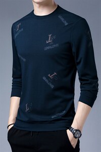长袖t恤男秋季宽松薄款高端圆领卫衣中年男士爸爸打底衫2023新款图片