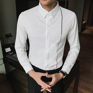 2021春秋装长袖衬衫男装 韩版修身长衬衣男式休闲寸衣816B-NY15图片