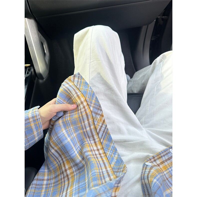 黄色情侣格子衬衫男女款秋季痞帅高级感美式复古外套格纹长袖衬衣,男装衬衫,电商A086-1