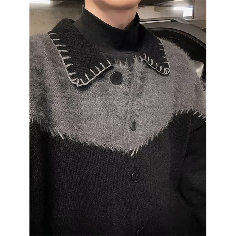 网图美式复古撞色拼接针织外套男款cleanfit开衫毛衣MY041-特P65,男装针织衫/毛衣,星座1007（原301D）