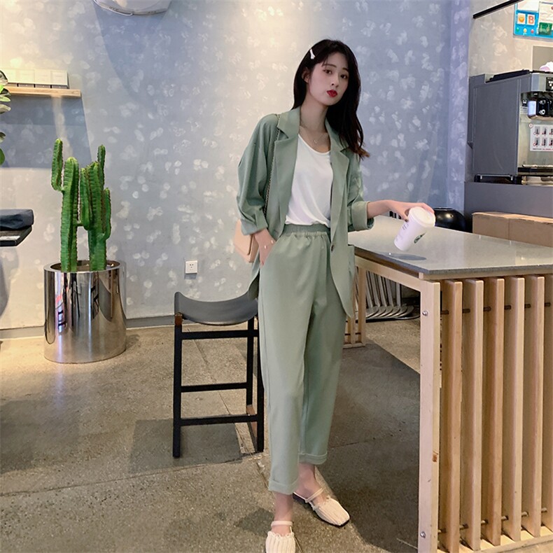西装套装女2021年夏装新款韩版时尚气质洋气小香风休闲西服两件套,女装套装/套裙,雅佳俏