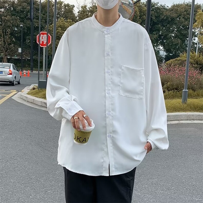 长袖衬衫男港风日系韩版潮流帅气衬衣LC33P35图片