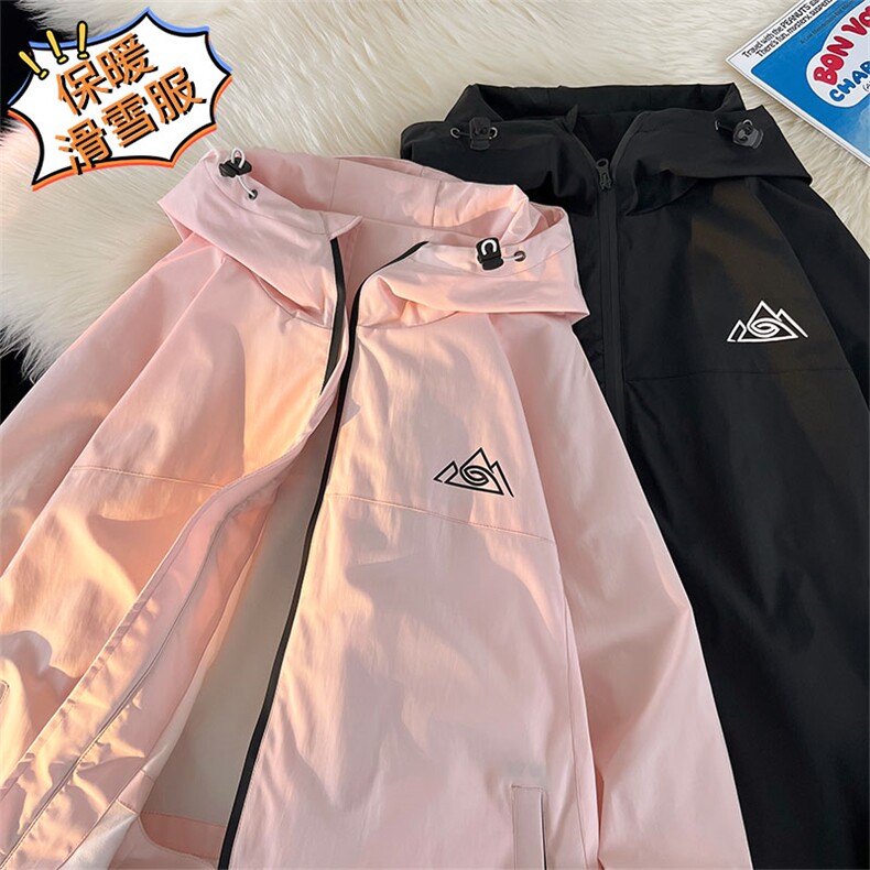 冬款户外防风防水防寒字母印花滑雪服男女保暖中性风外套M34-P140图片