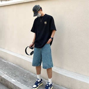 抖音得物品质夏季美式高街220克宽松纯棉潮牌印花短袖T恤MT30特15图片