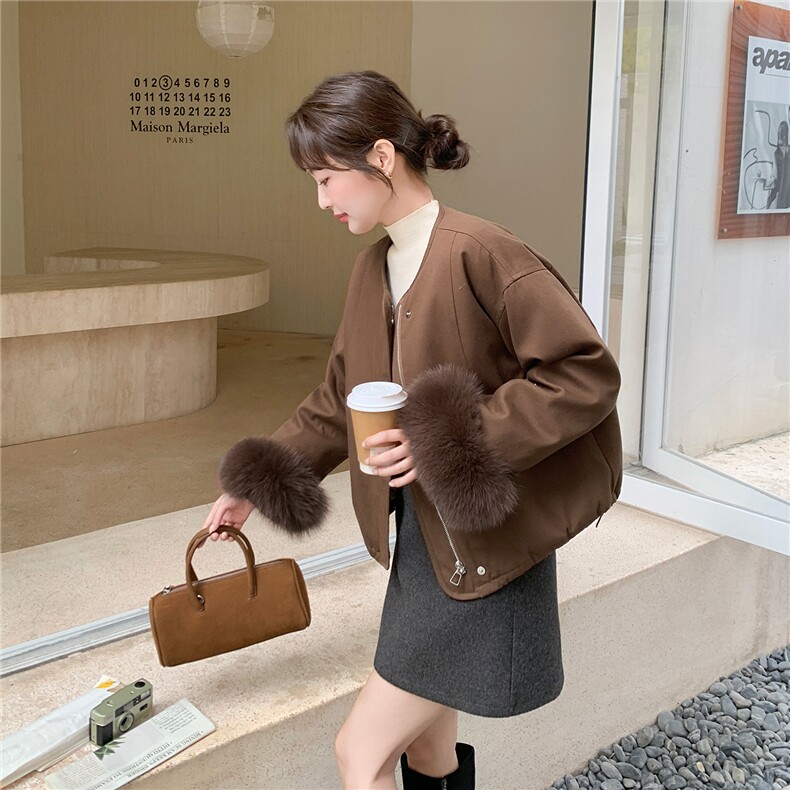 新品上新~狐狸毛围脖90羽绒内胆派克羽绒服女5167-P350-K518,女装羽绒服,2C126