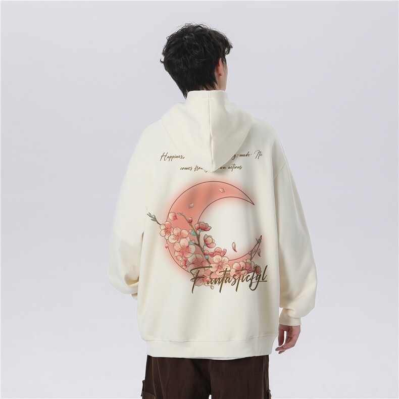 2025秋季新款风月亮印花宽松连帽卫衣wlcm5004-特批35控59，男装卫衣，星座605(原A050)