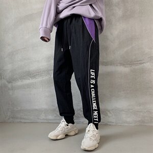 【】A003-AZ079-P45新款侧面英文印花时尚收脚休闲运动裤图片