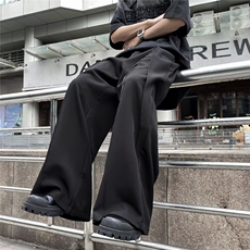 美式高街休闲西裤潮流ins设计感裤子夏季拼接痞帅阔腿长裤-XK2836，男装西裤，星座601-2