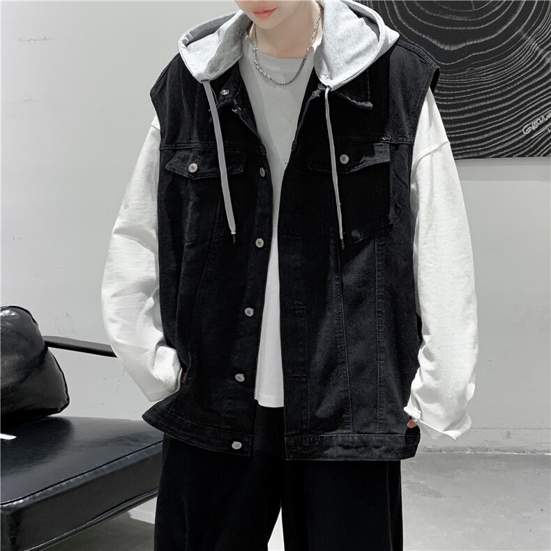 MJ206-p58-限价78M-5XL现货牛仔马甲中性连帽工装ins港风无袖,男装工装外套,星座116