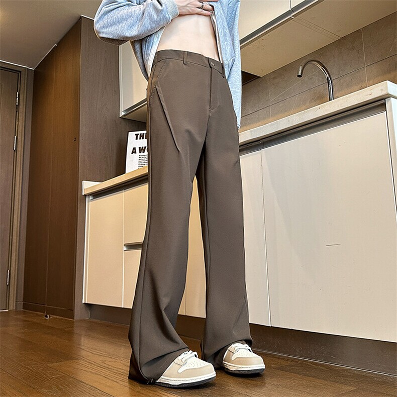 217-2-HK2454-P45春秋季冰丝垂感西裤微喇休闲裤男大码西装长裤，男装西服套装，星座217-2