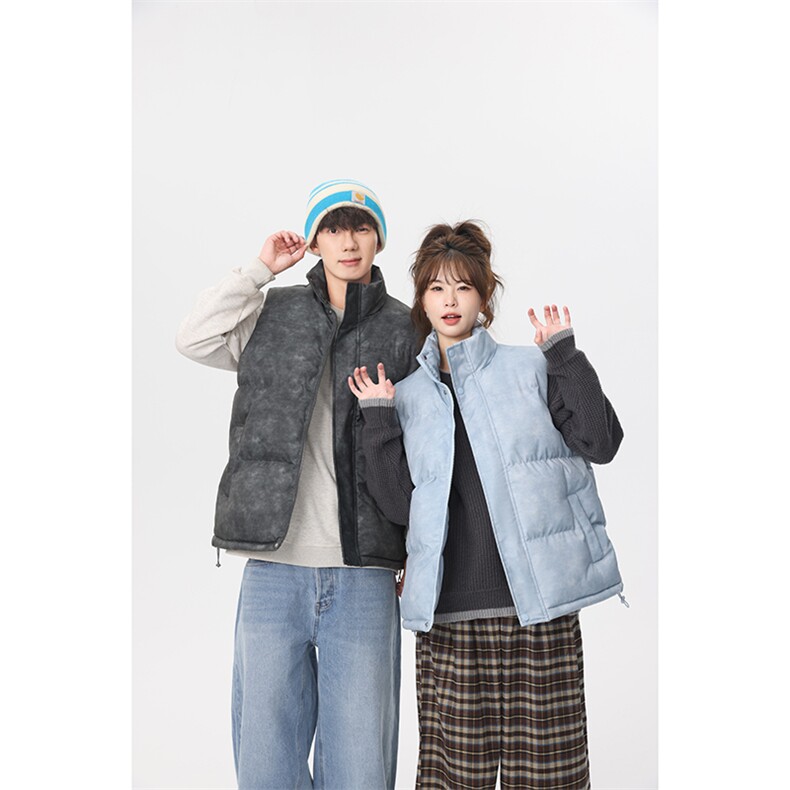 新款加厚港风晕染马甲情侣潮流保暖无袖运动立领马甲MJ2515P-50,男装棉衣,电商A128