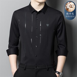 高端长袖条纹春秋绵羊毛中青年免烫商务休闲男士衬衣 XY6621-P115图片