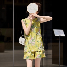 独特气质穿搭新中式G风时尚防晒上衣短裤套装女2025夏季新款潮品，女装套装/套裙，意芙