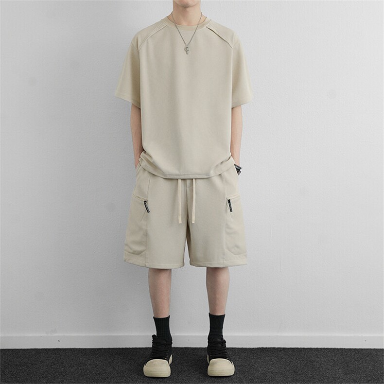 高端时尚休闲套装2026新款夏季工装短裤休闲运动服两件套男装图片