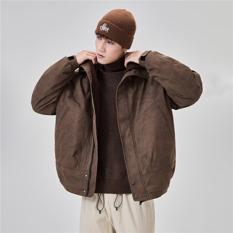网图加绒加厚派克棉服休闲保暖羊羔棉衣棉袄外套A025-BY15359-P88,男装棉衣,电商A025