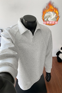 冬季银狐绒500g重磅曼巴棉老钱解构卫衣男W5406J加绒-特P50控98图片