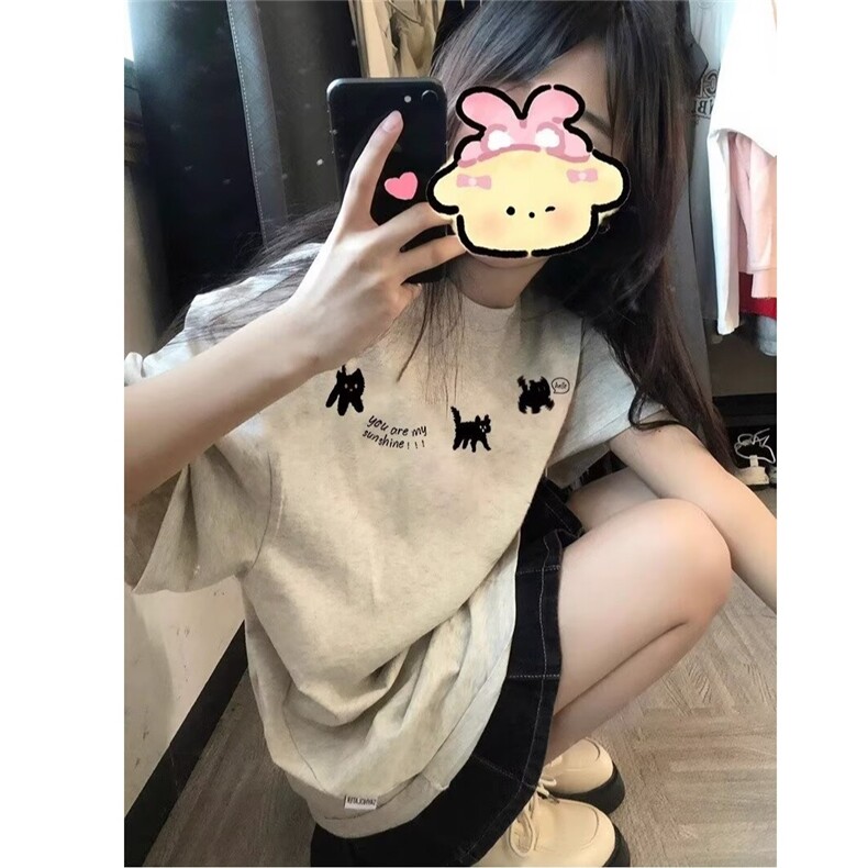 重磅纯棉美式复古短袖t恤女夏季2025新款设计感小众独特别致上衣,男装T恤,星座1210-1