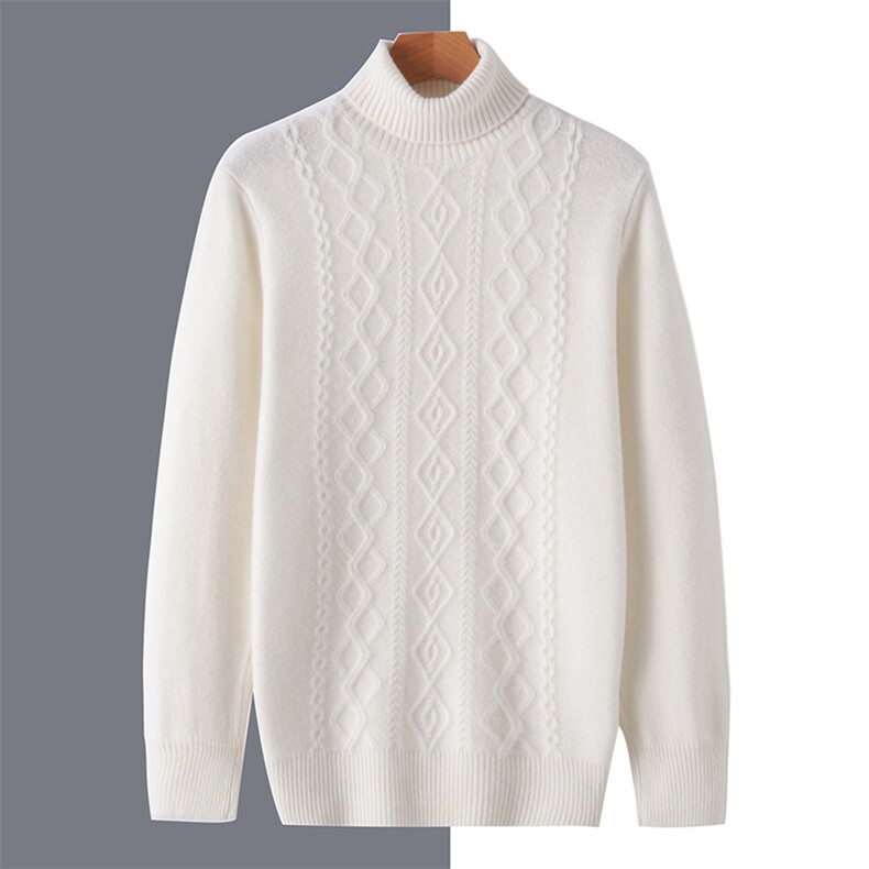 2024秋冬新款羊毛男士加厚高领绞花羊毛衫男装，男装羊毛衫，国旺羊绒