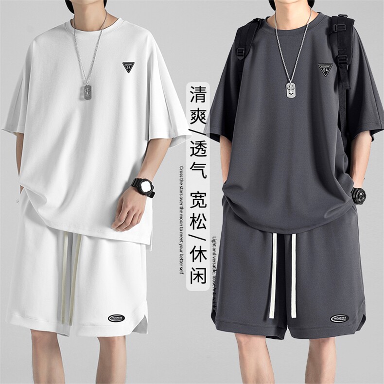 夏季百搭潮流亲肤冰丝套装TZ12-特批70,男装休闲套装,星座718