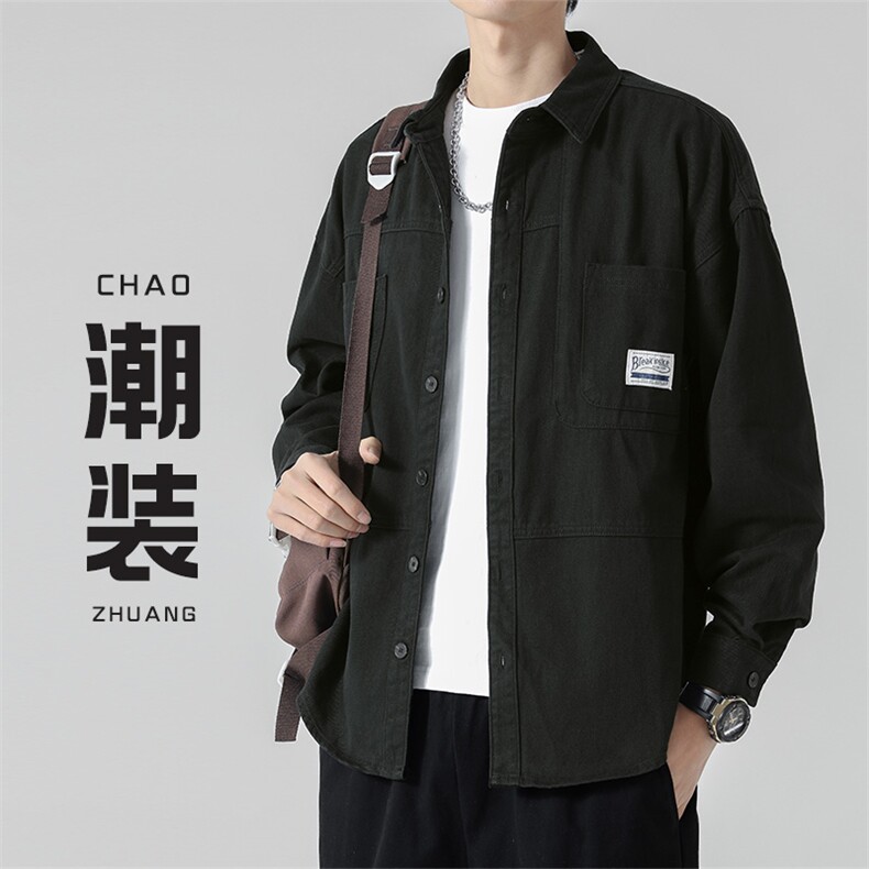 早秋高品质纯棉工装长袖衬衫男休闲半袖衬衣外套217-2-CS2301-P58图片