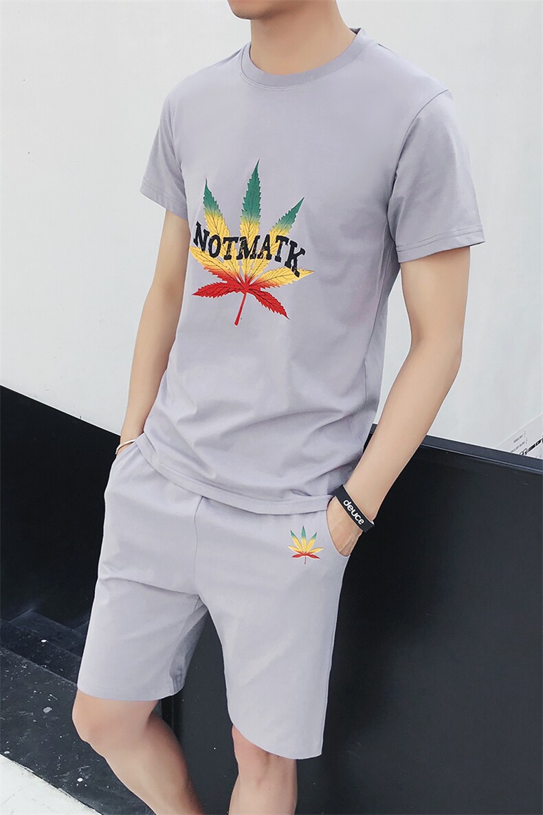 夏季新款两件套男士T恤套装半袖T帅气百搭阳光韩版潮DS80T,男装T恤,电商A102