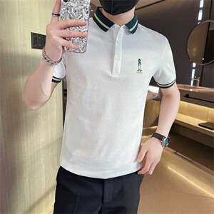 备大货品质大码抖音主推小人刺绣直播时尚短袖T恤翻领Polo衫T016图片
