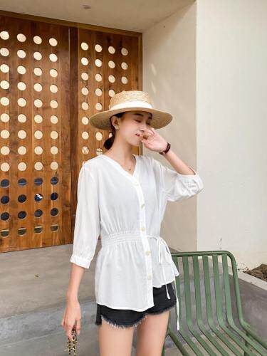 腰身拉绳时尚七分袖，女装，百变诱惑