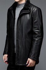 AL28001男式冬季头层绵羊皮水貂内胆派克服皮衣男夹克P1900，男装皮衣，电商B360