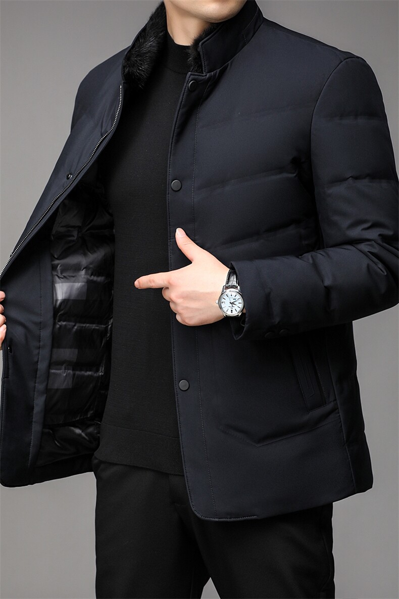 冬季新款男士加厚保暖羽绒服中年翻领商务休闲白鸭绒外套男装,男装羽绒服,电商B212（原钱塘6029）