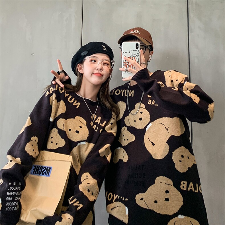 韩版ins潮流情侣毛衣宽松加厚慵懒风秋冬男女套头针织衫QT815,男装针织衫/毛衣,星座1501