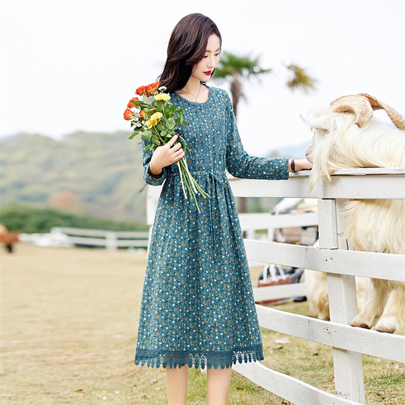 2026年春季新款碎花棉麻风连衣裙02,女装连衣裙,倪叶myz
