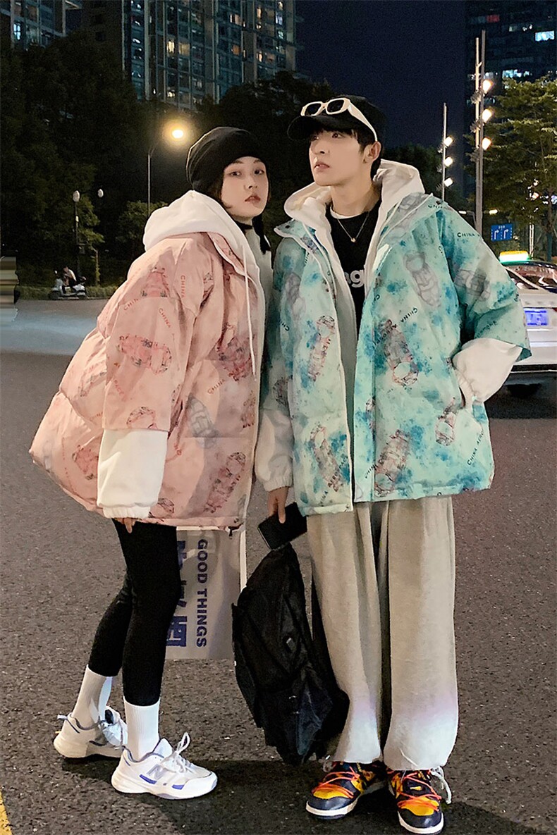 china宇航员太空人连帽假两件情侣大码棉衣A071-Y288-P130,男装棉衣,电商A071