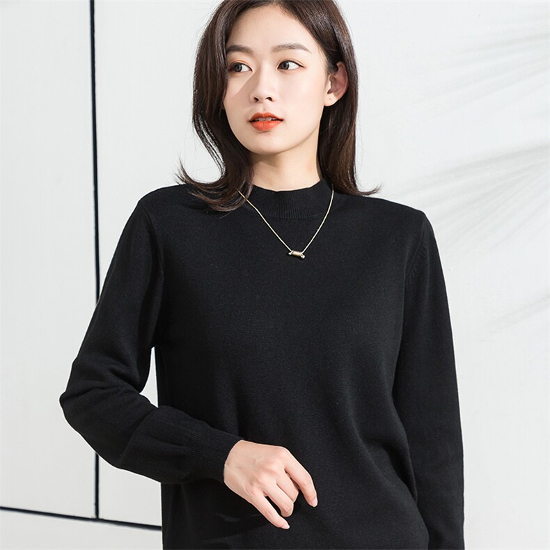 半高领毛衫女2024秋冬季新款宽松套头加厚保暖长袖，女装针织衫/毛衣，春韵羊绒
