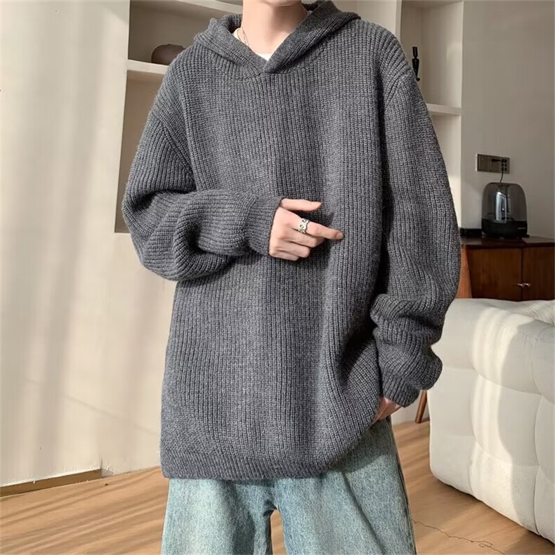 连帽针织衫男秋冬宽松韩系高级感慵懒风毛衣男生外套MU844-p73,男装针织衫/毛衣,星座1008