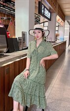 碎花修身连衣裙，女装连衣裙，米娜·丹怡