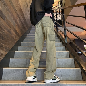抖音现货稻草黄宽松牛仔裤男GK07-P55限价68图片