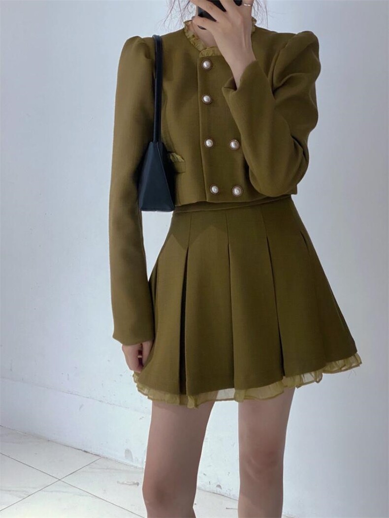 小香百褶裙套装，女装职业装，驿谷