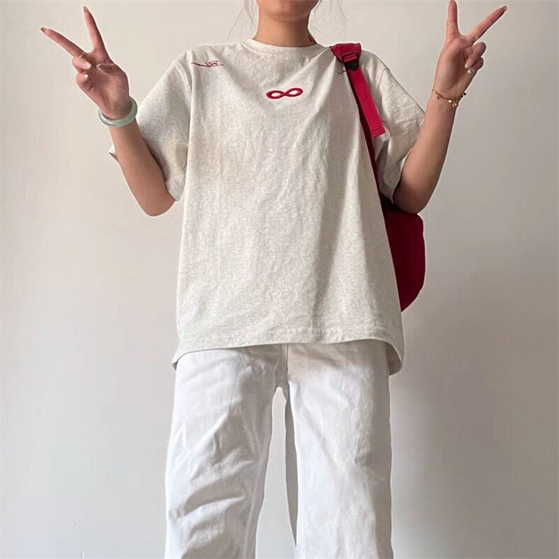 万针全刺绣解构设计260克重磅双纱纯棉高品质美式高街短袖T恤特35,男装T恤,电商A486