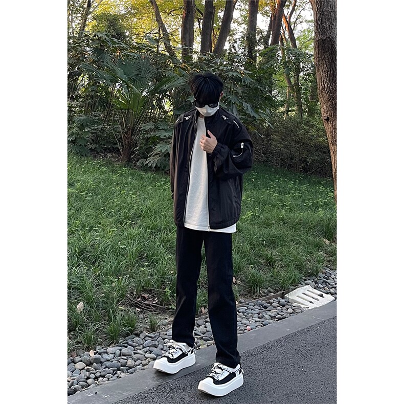 纯黑色微喇牛仔裤男美式cleanfit裤子A080-9601-常规P40,男装牛仔裤,电商A080