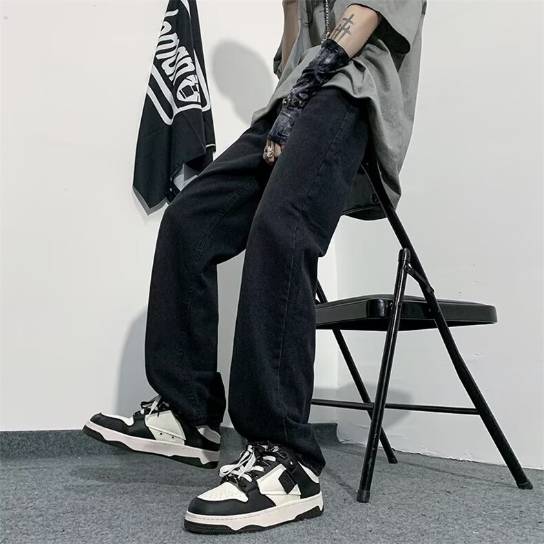 潮ins青春流行潮流长裤中腰慵懒水洗新款牛仔裤合体直筒春季男，男装牛仔裤，星座813-3