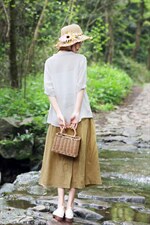 【现货】斜纹苎上衣+双色色织苎半裙，女装半身裙，依鼎衣典