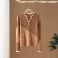 2025年秋季新款百搭女士长袖假两件羊绒衫，女装羊绒衫，澳冬特羊绒