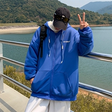 冬季新款羊羔毛连帽棉服外套潮流加绒加厚开衫棉衣，男装棉衣，星座410-6（原星座1304-1）
