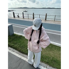 KK101-P65刺绣卫衣女秋冬季2025新款粉色连帽外套开衫，女装短外套，电商B323A