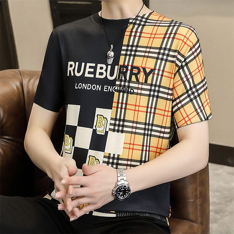 中青年男士短袖t恤时尚休闲夏季2023新款打底衫上衣服圆领体恤男,男装T恤,电商B212（原钱塘6029）