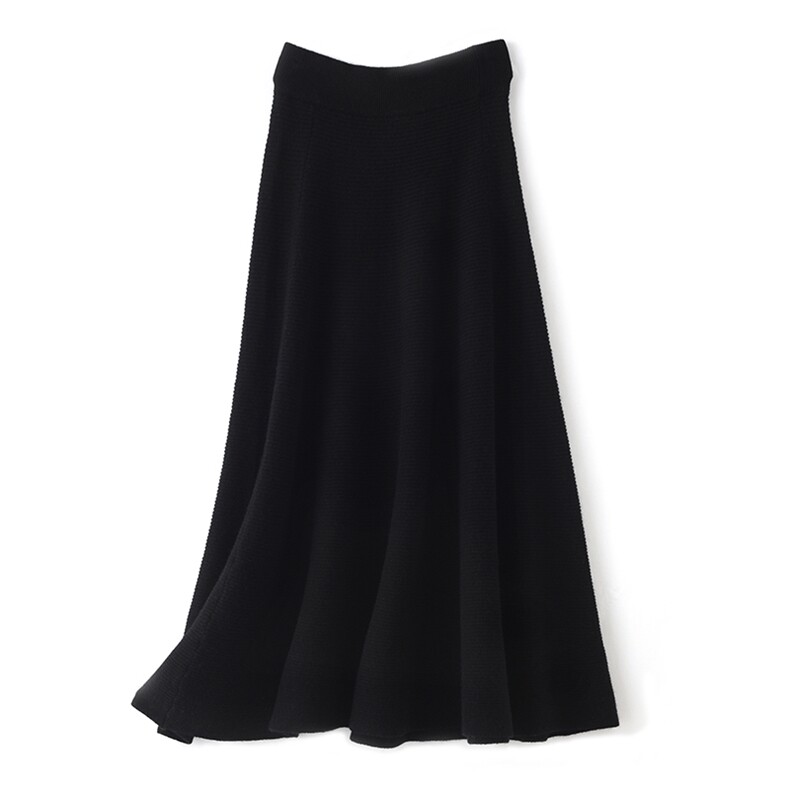 2024年秋冬季澳洲羊毛简约条纹伞裙半身裙，女装半身裙，忠诺羊绒