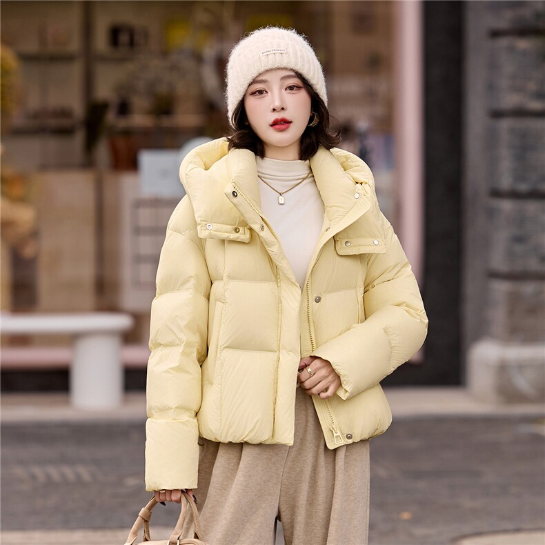 短款连帽立领羽绒服女冬2025新款韩版休闲小个子90白鸭绒加厚保暖,女装羽绒服,辉之琳