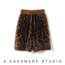 2025年秋季时尚百搭通勤简约休闲豹纹短裤，女装休闲裤，致织羊绒